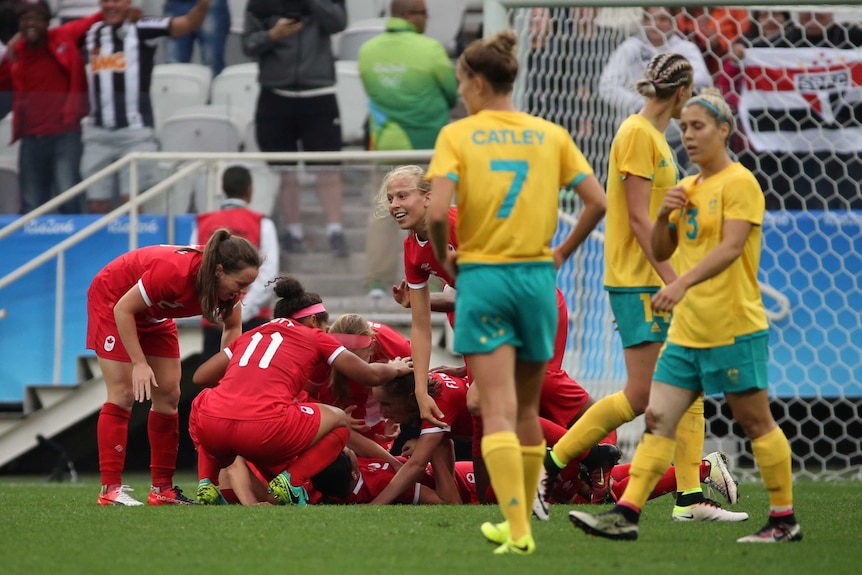 Canada celebrates win over Matildas
