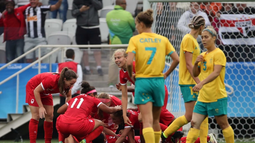 Canada celebrates win over Matildas