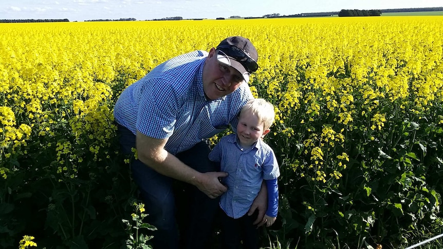 Victorian grain producer Nick Shady with son Spencer.