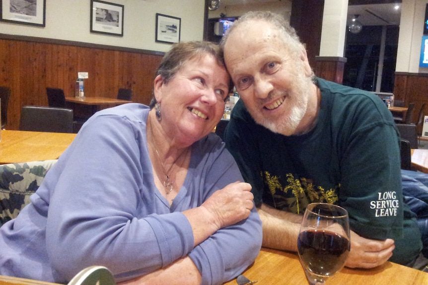 Anne and Michael Pedler enjoy a night out at a restaurant.
