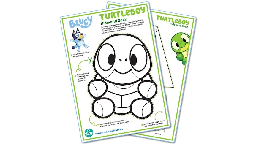 Bluey Turtleboy craft instructions fan image