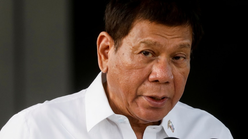 Philippine President Rodrigo Duterte speaks at an event in February this year.