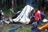 Trekkers' trashed camp
