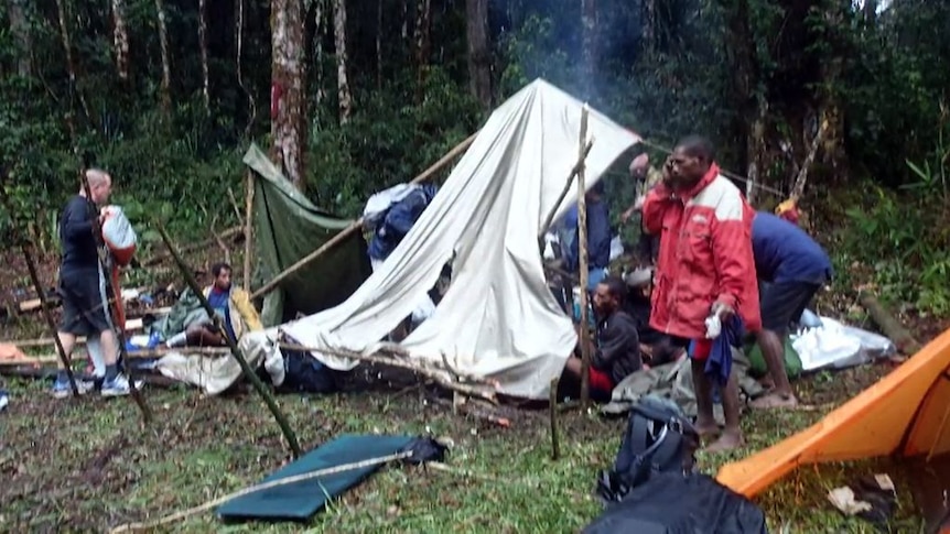 Trekkers' trashed camp
