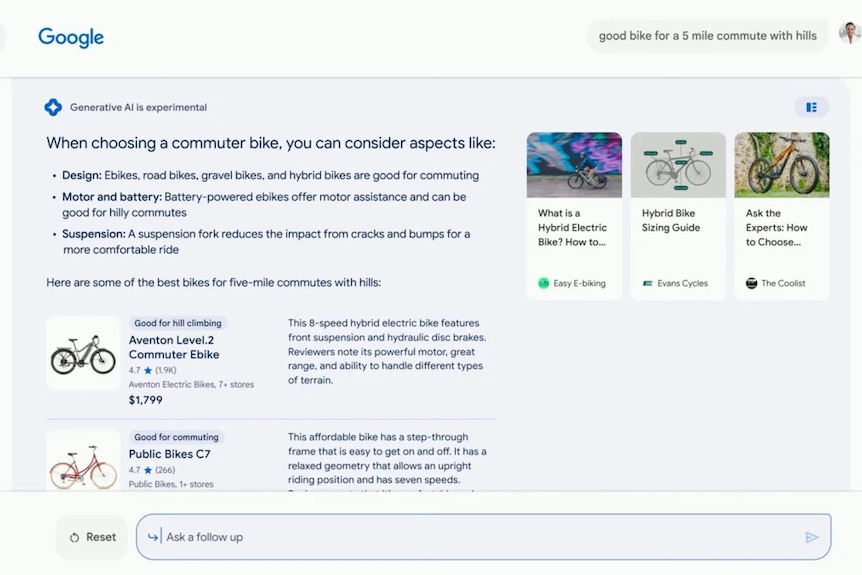 Google's AI-generated search results experiment