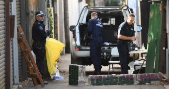 Police at a crime scene in inner-city Sydney.