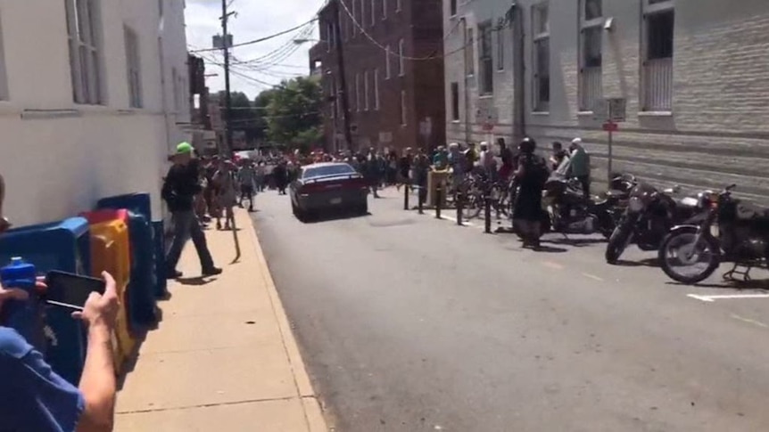 A car ploughs into protesters in Charlottesville