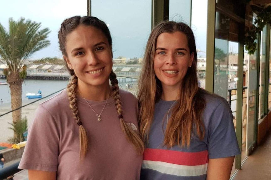 Gold Coast nurse Kate Kitto (left) with a friend travelling together