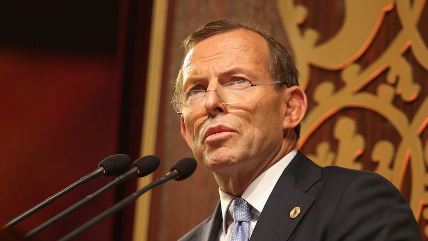 Prime Minister Tony Abbott gives a speech opening CHOGM in Sri Lanka.