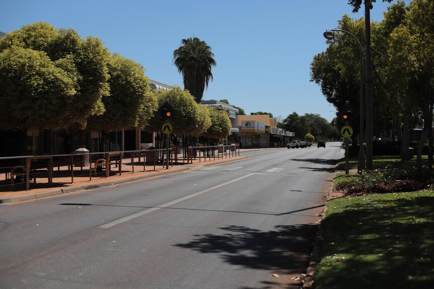 The Katherine main street is seen empty during the day.