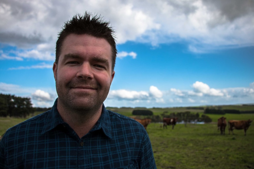 Young farmer of the year, Jason Smith, on his farm in south west Victoria