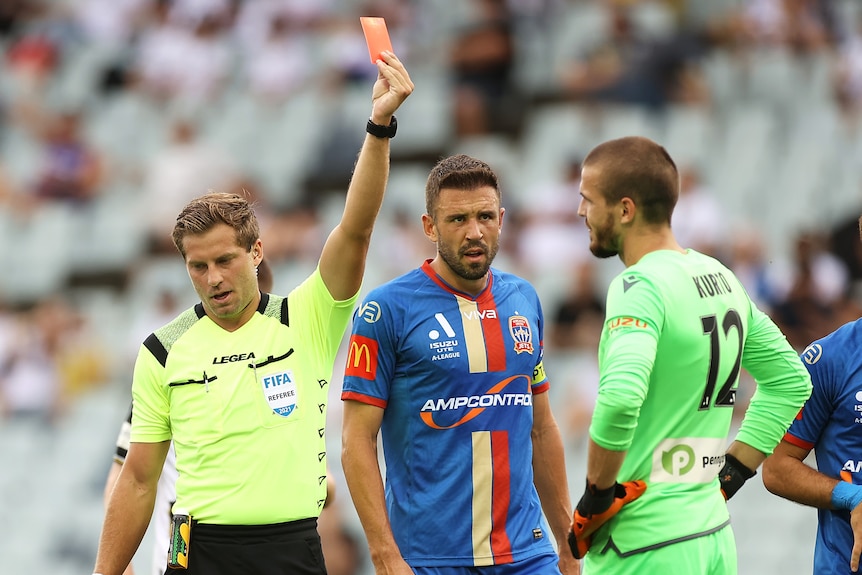 A-League Men's goalkeeper gets a red card