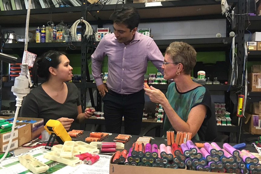 Researcher Dr Dhaval Vyas with Substation33 volunteers Jeniefer Bacorro and Fiona Mcauliffe.