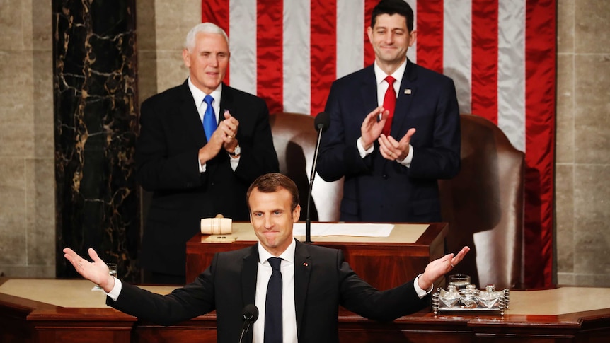 Emmanuel Macron addresses a joint meeting of US Congress (Photo: AP/Pablo Martinez Monsivais)