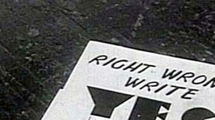 A flyer sits on a table at the 1967 national referendum (ABC TV)