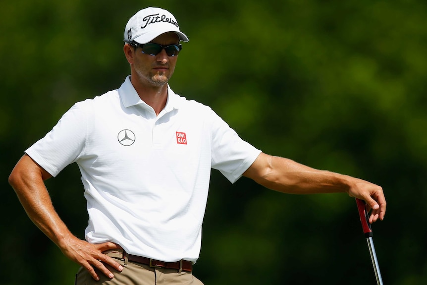 Adam Scott waits to putt during the third round of the Colonial PGA Tour event