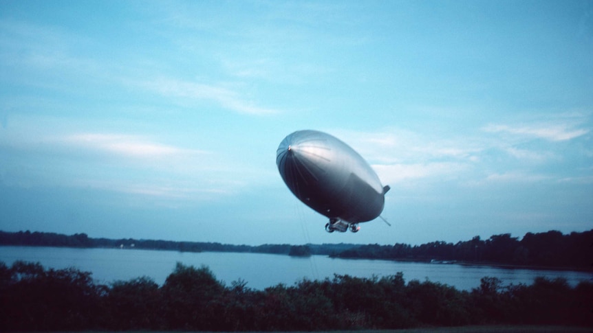 airship in a blue sky