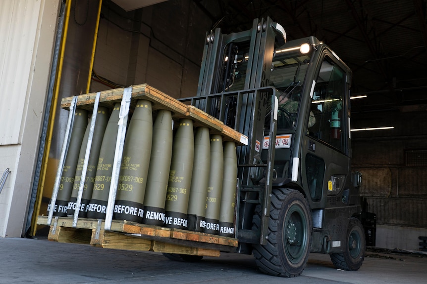 A forklift with missiles.