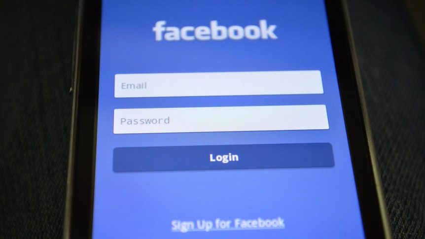 Facebook login screen on a smart phone.
