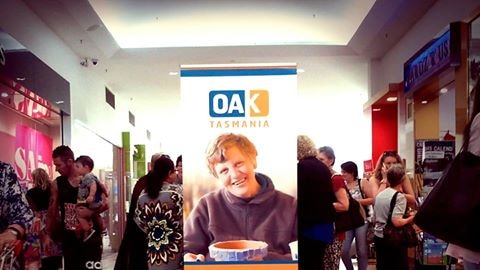 OAK Tasmania marketing in a shopping centre