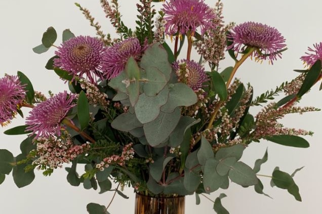 A close up of an assortment of Australian natives for an article about flower arranging.