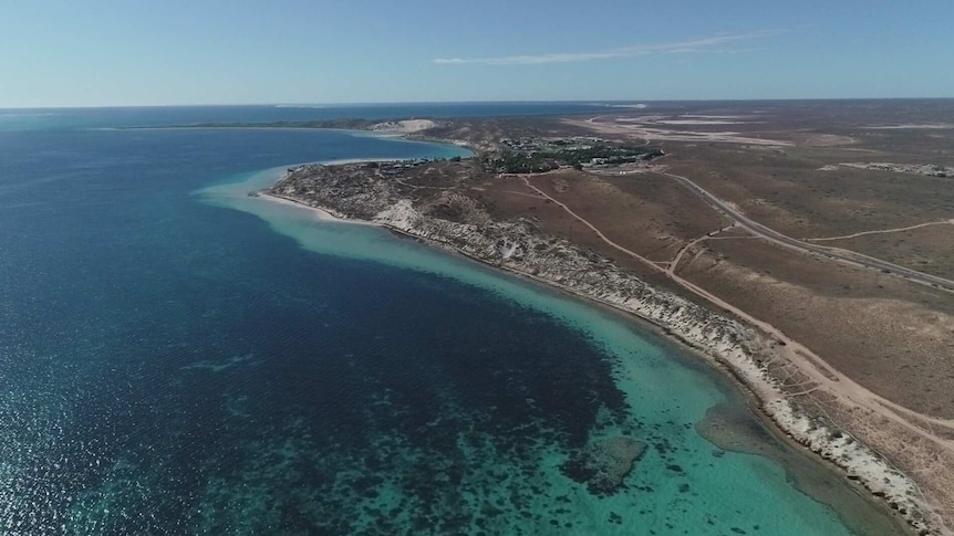 A drone shot of a coastline.