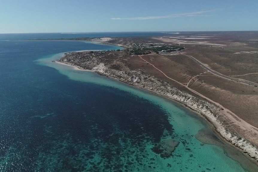 A drone shot of a coastline.