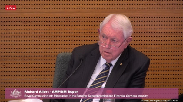 AMP Super chair Rick Allert gives evidence to the banking royal commission.