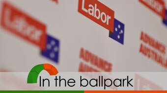 labor verdict in the ball park half green half orange