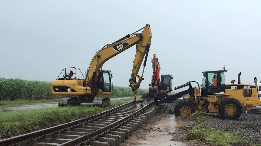 Tonnes of ballast are being replaced after sections of the north coast line were washed out near Sarina.