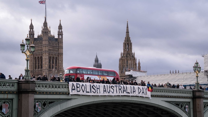 The group wanted to show solidarity with Aboriginal Australians all the way from London.