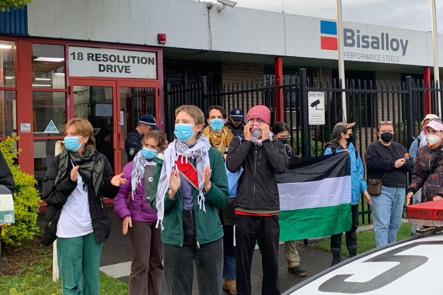Protestors outside Bisalloy