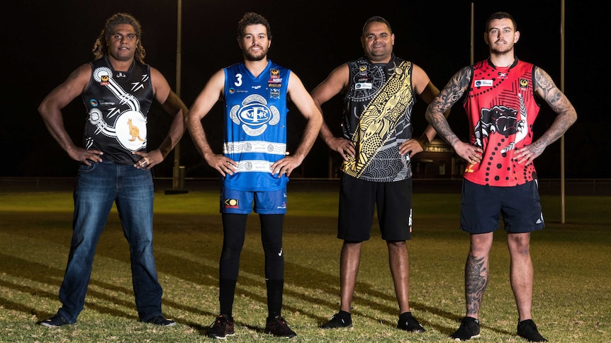 Indigenous footy players in Kalgoorlie, WA.