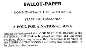 Plebiscite ballot paper for the national anthem