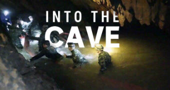 Graphic of thai divers entering the cave