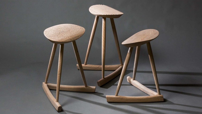 Perch stools crafted from historic wood from the Royal Botanic Garden.