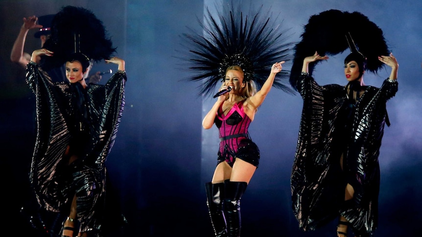 Kylie Minogue performs at the Commonwealth Games closing ceremony