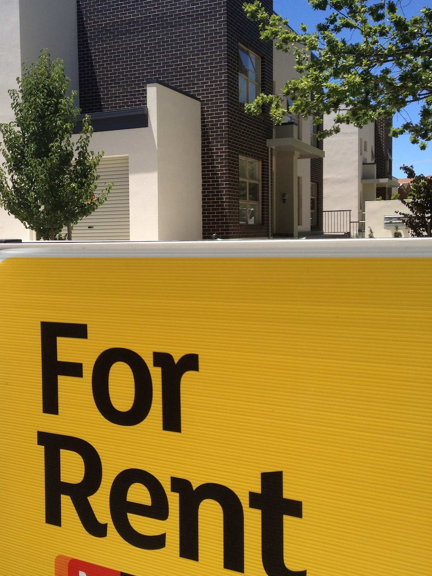 For rent sign outside a block of units in Canberra.