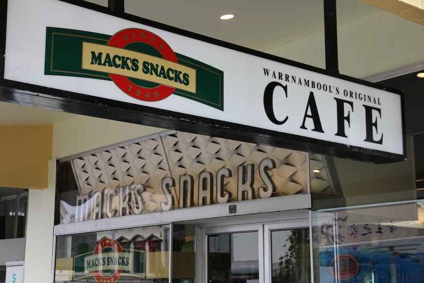 A sign outside a cafe saying "Warrnambool's Original Cafe"