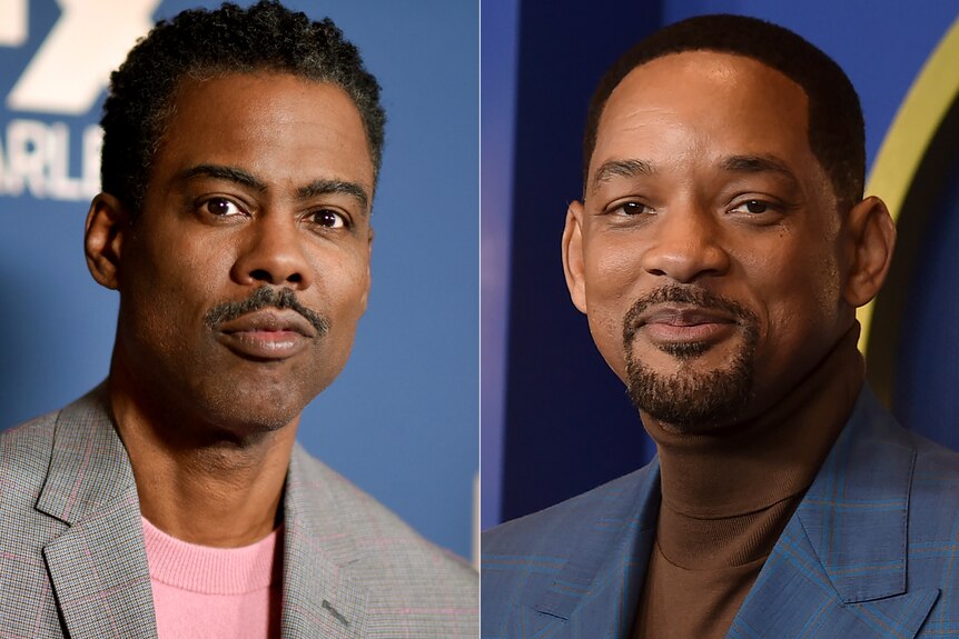 Separate portraits of Chris Rock and Will Smith side by side.