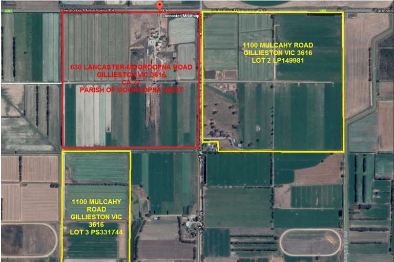 Google-maps view of Gillieston paddocks, showing plans for where abattoir could be built.