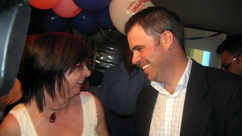 Michelle O'Byrne and Brian Wightman at the post Tasmanian election party.