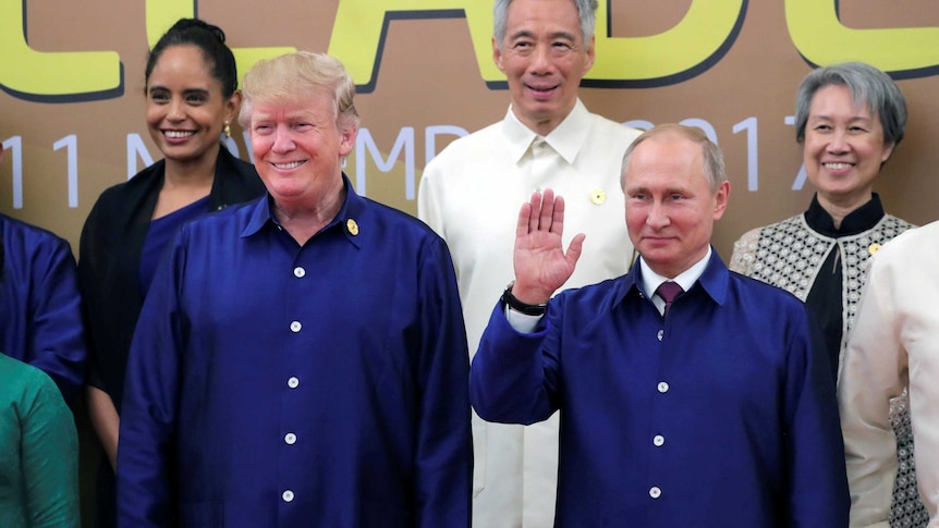 Donald Trump and Vladimir Putin meet at the G20 summit in Hamburg last year.