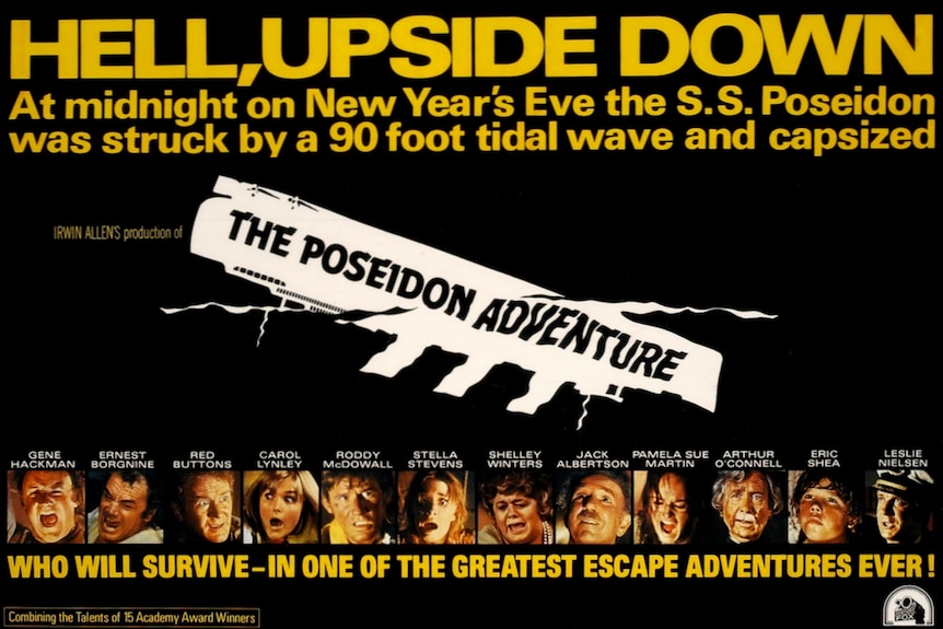 A black and yellow poster promoting the Poseidon adventure