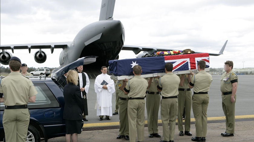 Signaller Sean McCarthy's coffin