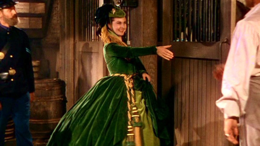 Vivien Leigh wears her iconic green gown in the 1939 film Gone With The Wind.