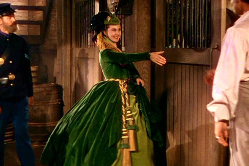 Vivien Leigh wears her iconic green gown in the 1939 film Gone With The Wind.