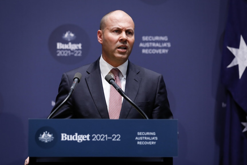 Treasurer Josh Frydenberg speaks after the 2021 federal budget.