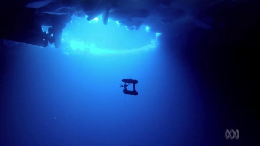 A robot submarine icy underwater