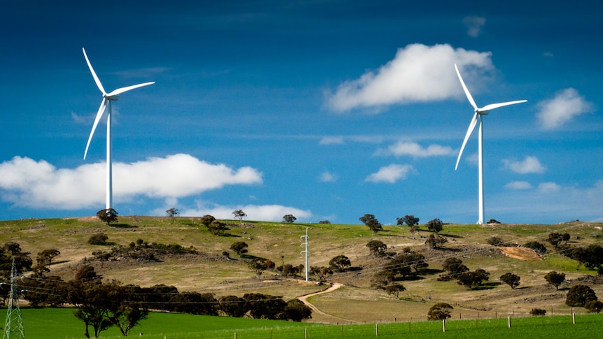 Wind turbines on a ridge